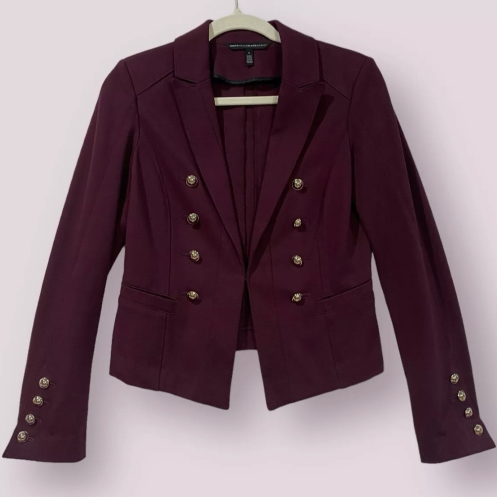 White House Black Market Ponte Knit Blazer Women’s Size 4 Maroon $195